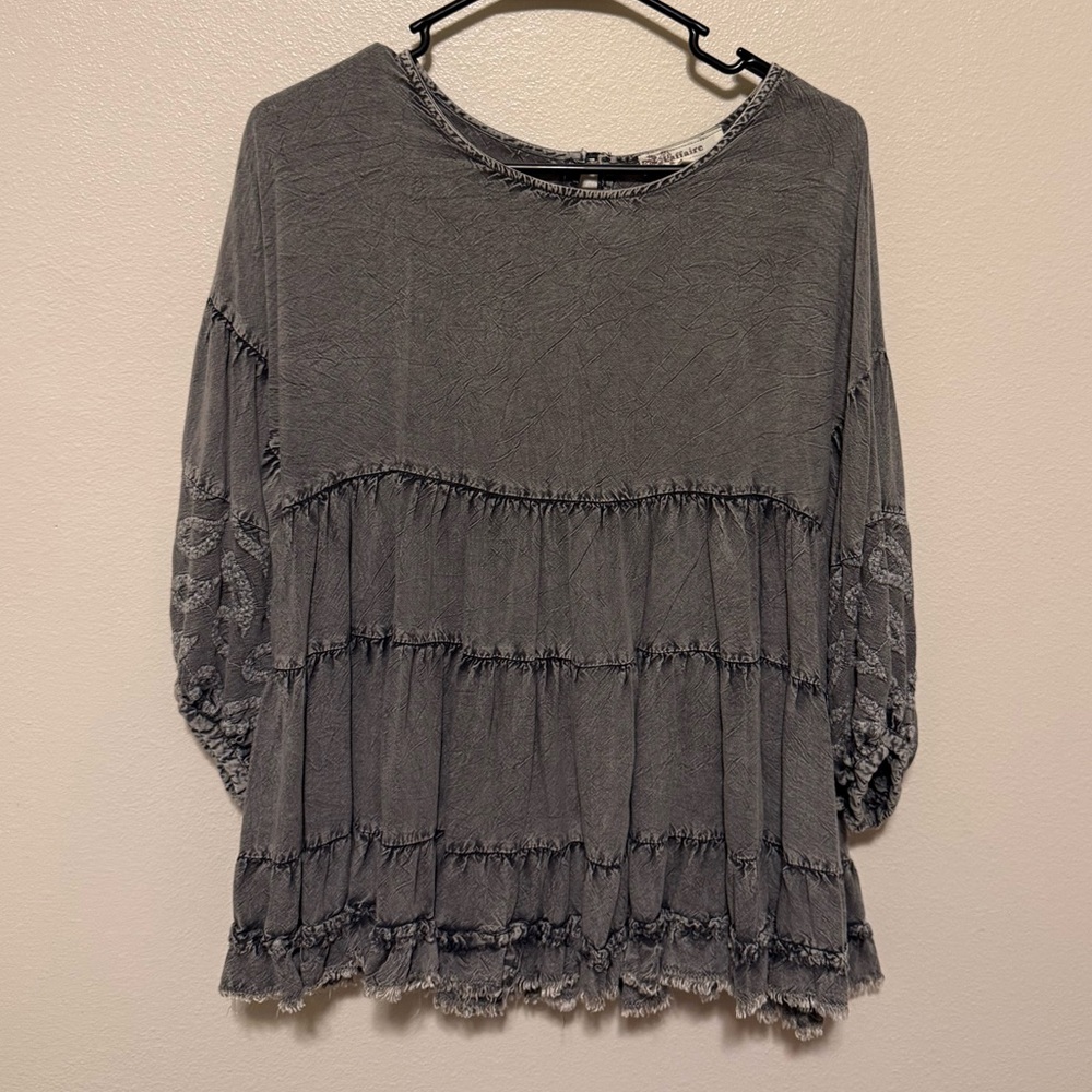 Knitted & Knotted Boho Peasant Top – Size Small